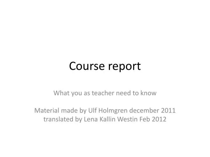 course report