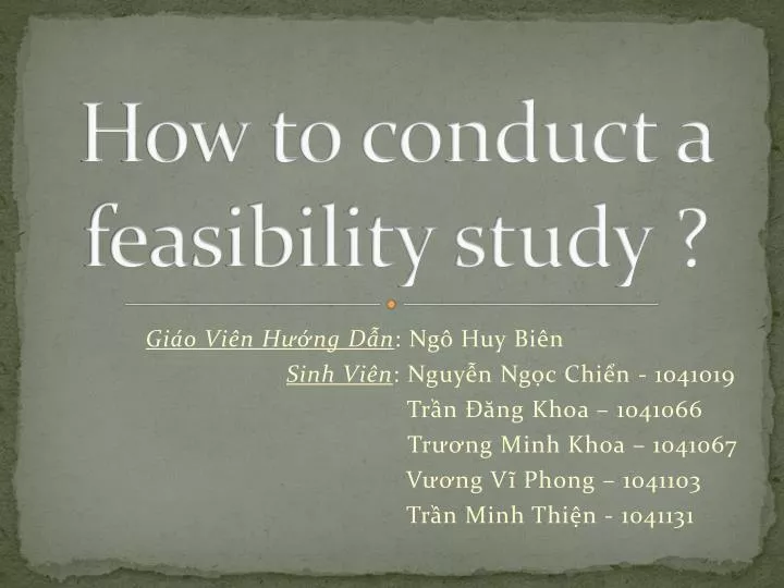 how to conduct a feasibility study