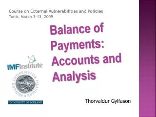 Balance of Payments: Accounts and Analysis