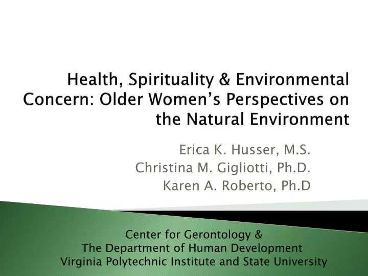 health spirituality environmental concern older women s perspectives on the natural environment