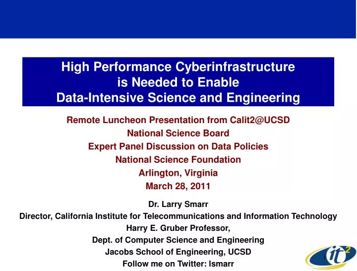 high performance cyberinfrastructure is needed to enable data intensive science and engineering