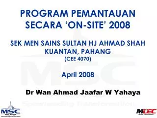 Dr Wan Ahmad Jaafar W Yahaya