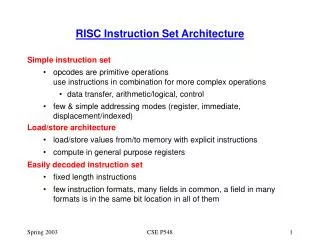 RISC Instruction Set Architecture