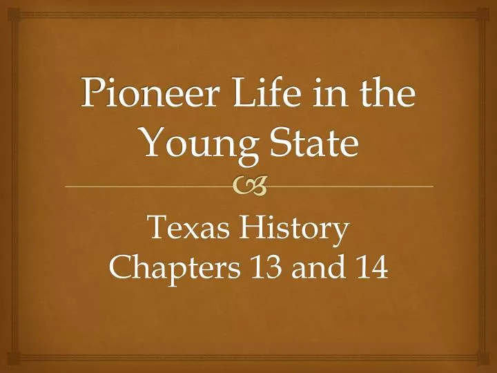 pioneer life in the young state