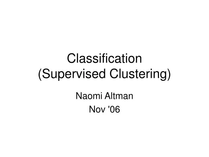 classification supervised clustering
