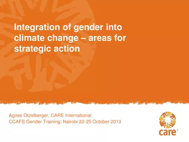 integration of gender into climate change areas for strategic action