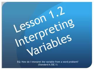 Lesson 1.2 Interpreting Variables