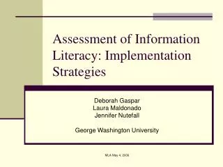 Assessment of Information Literacy: Implementation Strategies