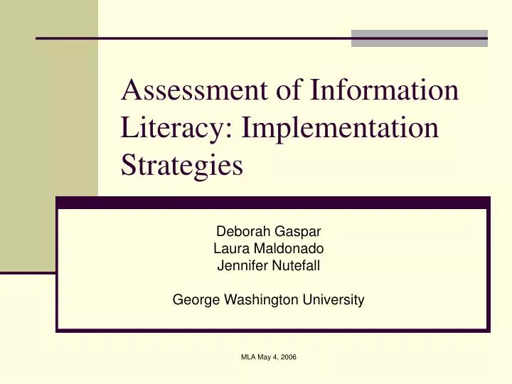 assessment of information literacy implementation strategies