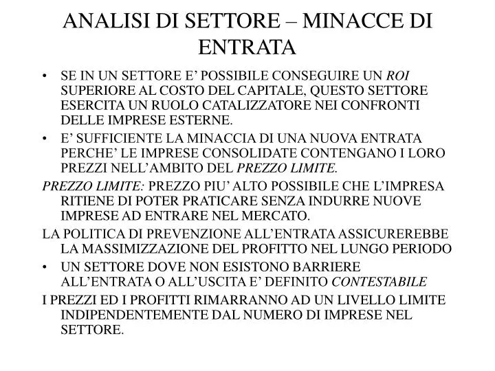 analisi di settore minacce di entrata