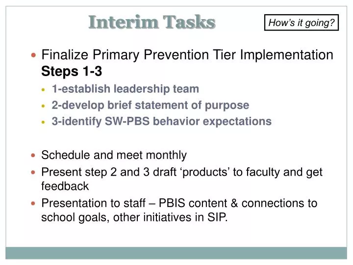 interim tasks