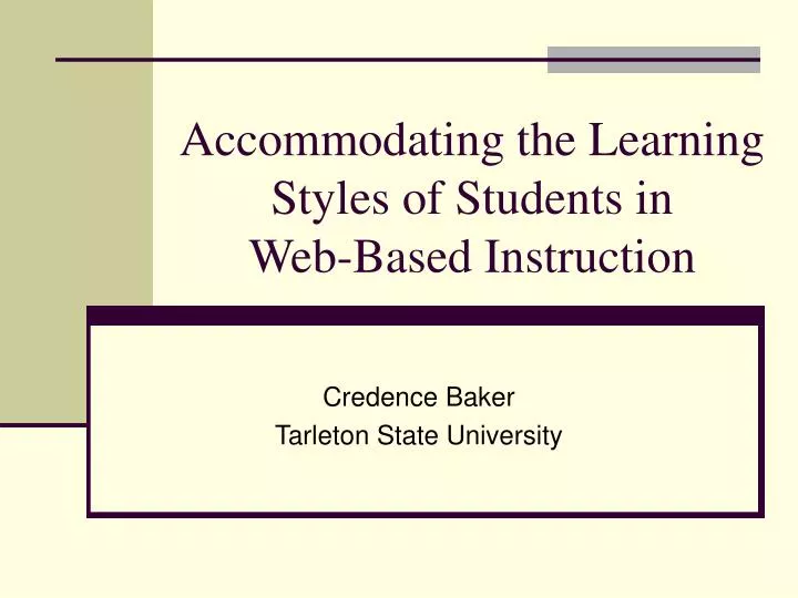 accommodating the learning styles of students in web based instruction