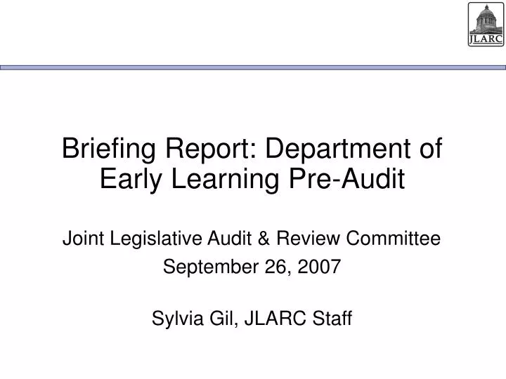 briefing report department of early learning pre audit