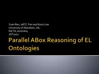Parallel ABox Reasoning of EL Ontologies