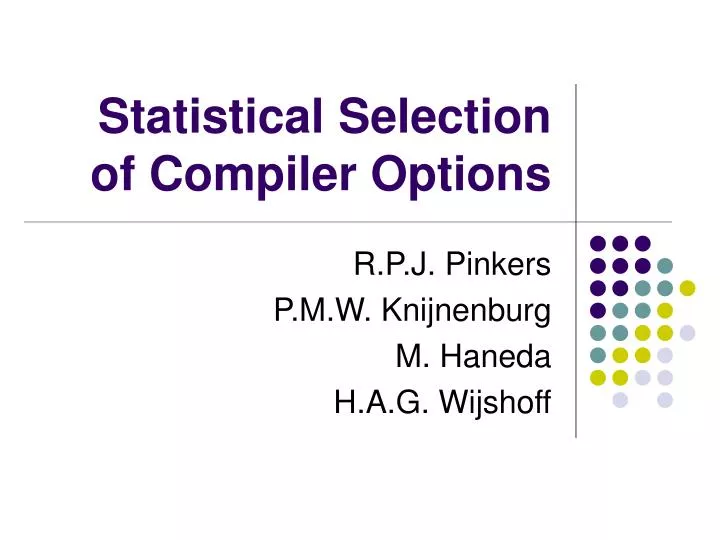 statistical selection of compiler options
