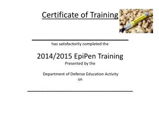 2014-2015 CertificateofTraining EpiPen