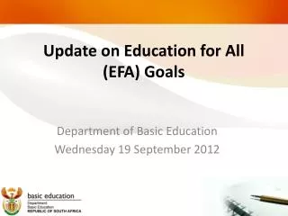 Update on Education for All (EFA) Goals