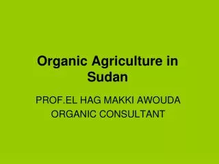 Organic Agriculture in Sudan