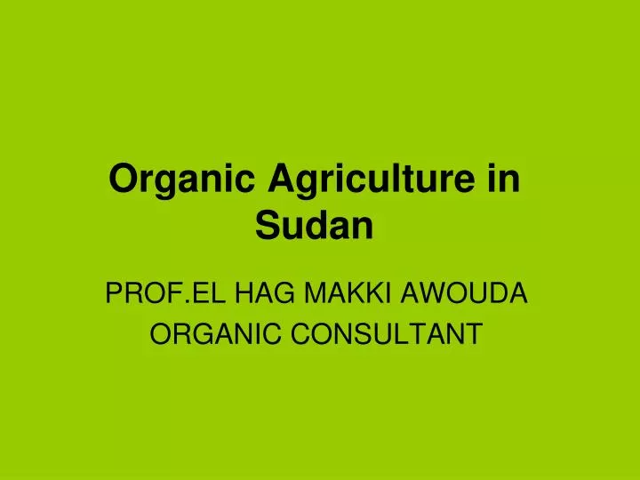organic agriculture in sudan