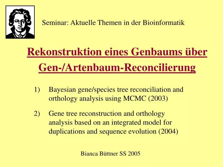 rekonstruktion eines genbaums ber gen artenbaum reconcilierung