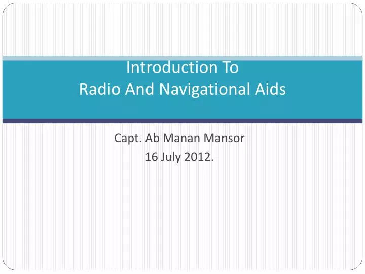 introduction to radio and navigational aids