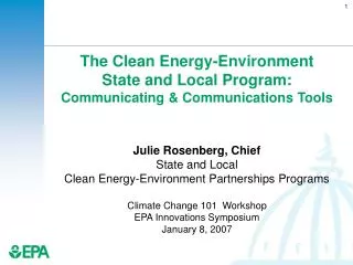 The Clean Energy-Environment State and Local Program: Communicating &amp; Communications Tools