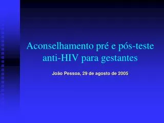 aconselhamento pr e p s teste anti hiv para gestantes