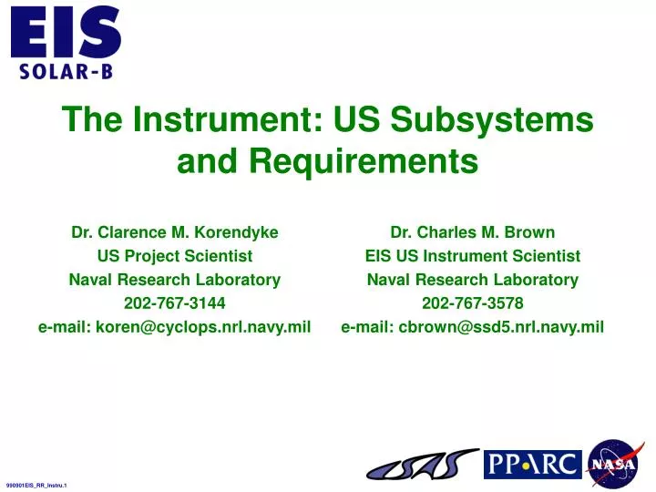 the instrument us subsystems and requirements