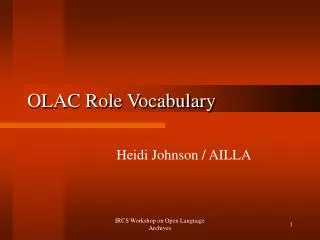 OLAC Role Vocabulary