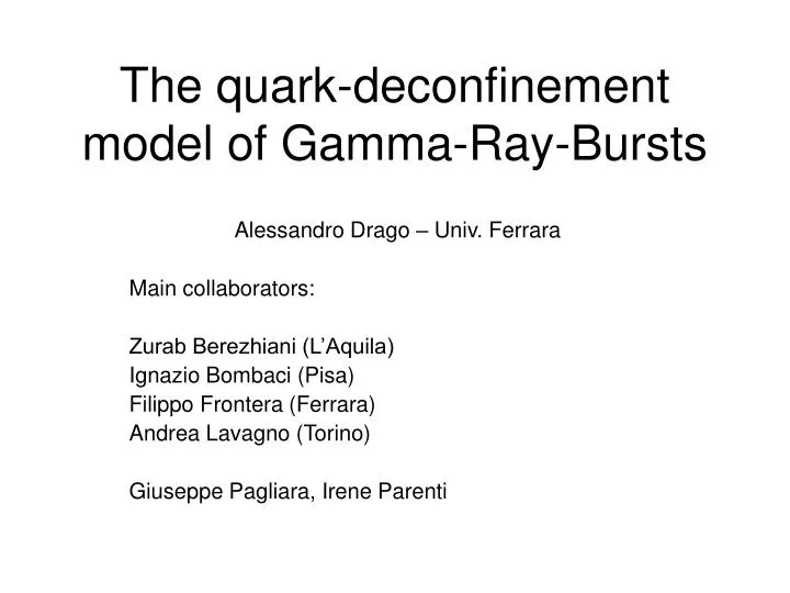 the quark deconfinement model of gamma ray bursts