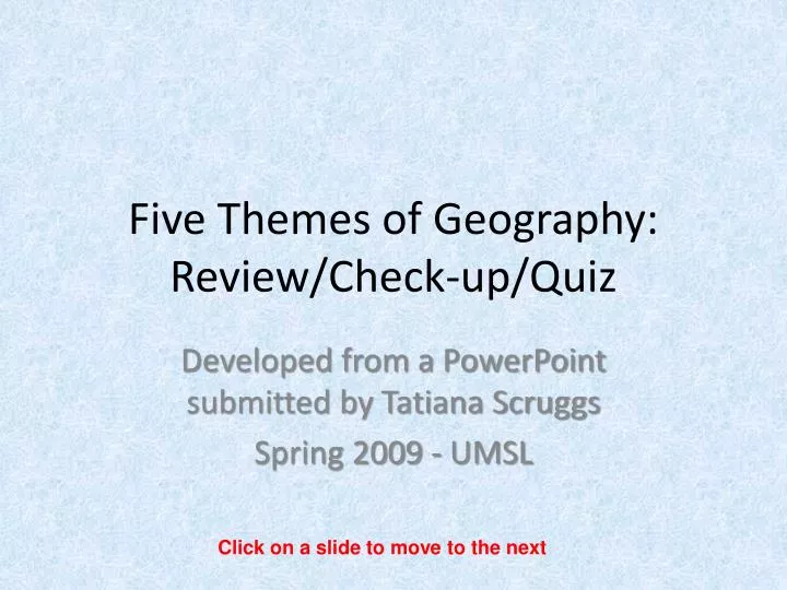 five themes of geography review check up quiz