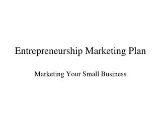 Entrepreneurship Marketing Plan