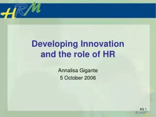Developing Innovation and the role of HR