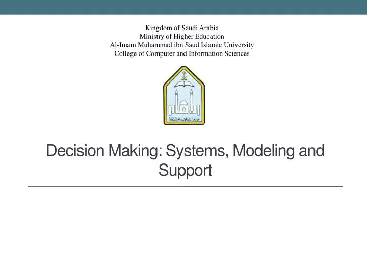 decision making systems modeling and support
