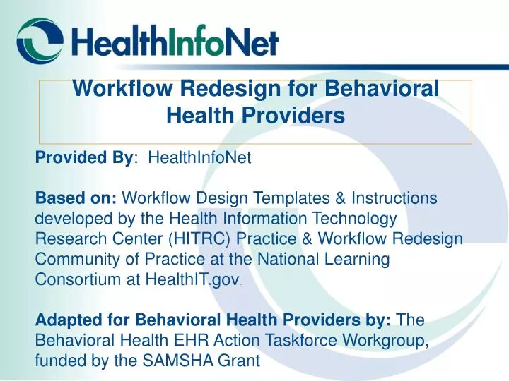 workflow redesign for behavioral health providers