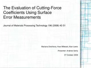 The Evaluation of Cutting-Force Coefficients Using Surface Error Measurements