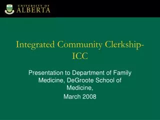 Integrated Community Clerkship-ICC