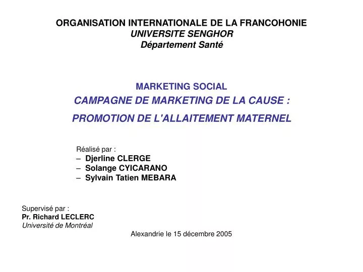 organisation internationale de la francohonie universite senghor d partement sant