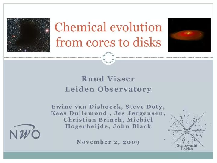 chemical evolution from cores to disks