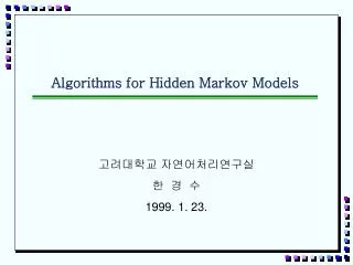 algorithms for hidden markov models