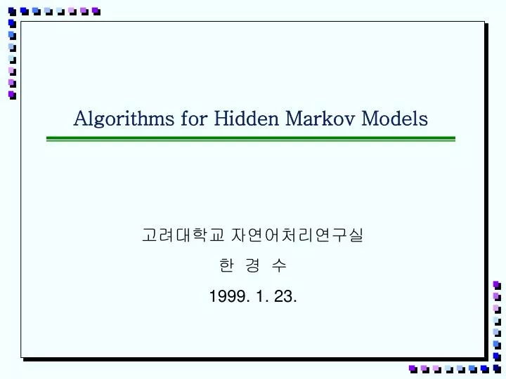 algorithms for hidden markov models