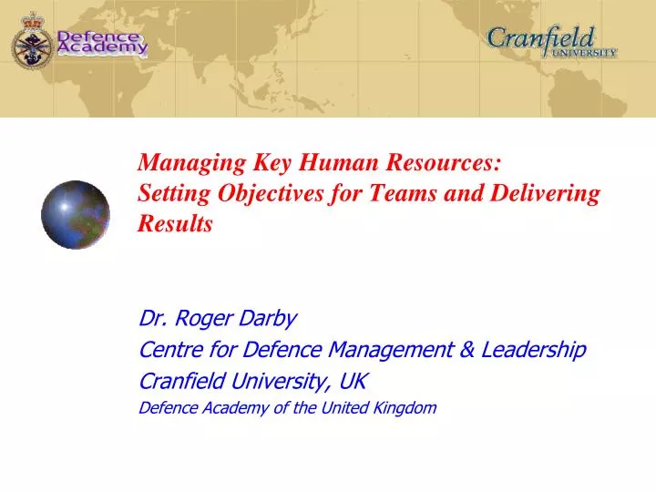 managing key human resources setting objectives for teams and delivering results