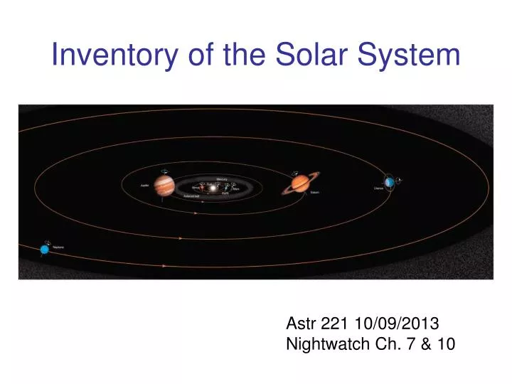 inventory of the solar system