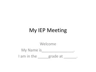 My IEP Meeting