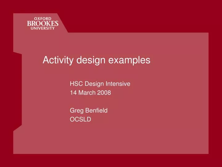 activity design examples