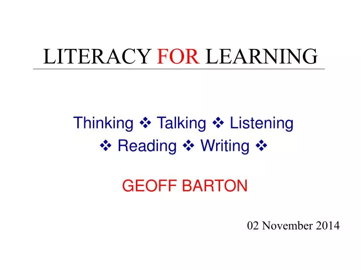 literacy for learning