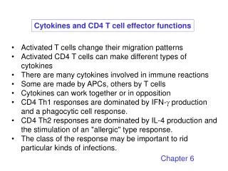 Cytokines and CD4 T cell effector functions