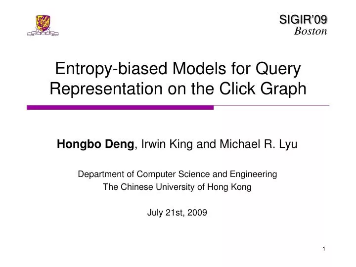 entropy biased models for query representation on the click graph