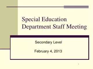 Special Education Department Staff Meeting