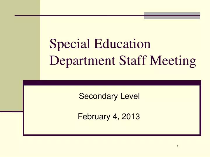 special education department staff meeting